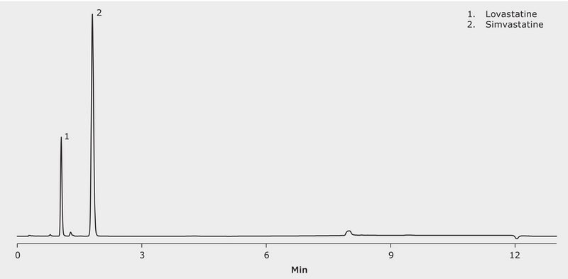 HPLC Analysis of Simvastatine USP on Chromolith&#174; High Resolution RP-18e (analyte set 2) application for HPLC