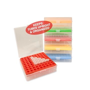 MTC&#8482; Bio BetterBox&#8482; Storage Box With Hinged Lid holds 81 x 1.5/2.0 mL tubes, assorted colors