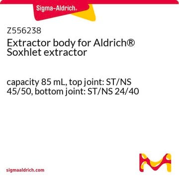 Extractor body for Aldrich&#174; Soxhlet extractor capacity 85&#160;mL, top joint: ST/NS 45/50, bottom joint: ST/NS 24/40