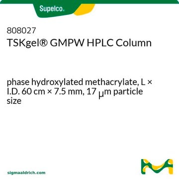 Colonne HPLC d’exclusion stérique TSKgel&#174; (type&nbsp;PW) phase hydroxylated methacrylate, L × I.D. 60&#160;cm × 7.5&#160;mm, 17&#160;&#956;m particle size