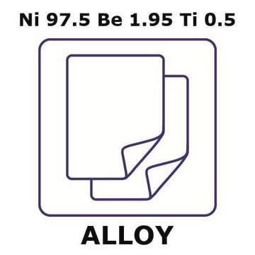 Nickel-beryllium-titanium alloy, Ni97.5Be1.95Ti0.5 foil, 25 x 25mm, 0.01mm thickness, light tight (lt)