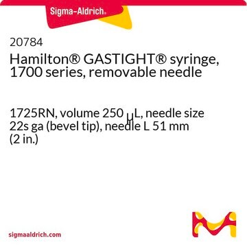 Seringue Hamilton&#174;, GASTIGHT&#174; série&nbsp;1700, aiguille amovible 1725RN, volume 250&#160;&#956;L, needle size 22s ga (bevel tip), needle L 51&#160;mm (2&#160;in.)