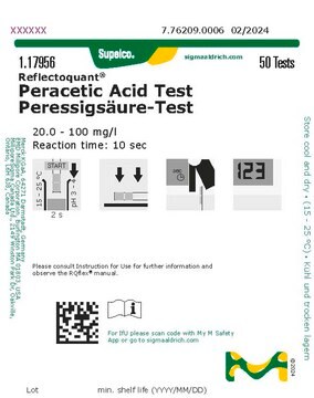 Peracetic Acid Test reflectometric, 20.0-100&#160;mg/L (peracetic acid), for use with REFLECTOQUANT&#174;