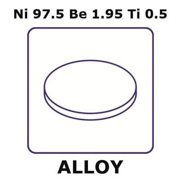 Nickel-beryllium-titanium alloy, Ni97.5Be1.95Ti0.5 foil, 6mm disks, 0.2mm thickness