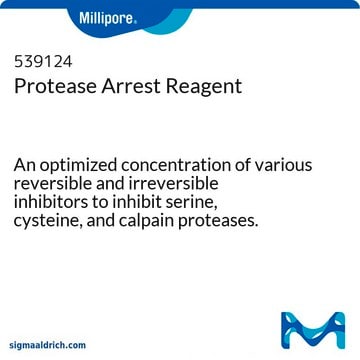 Protease Arrest Reagent An optimized concentration of various reversible and irreversible inhibitors to inhibit serine, cysteine, and calpain proteases.