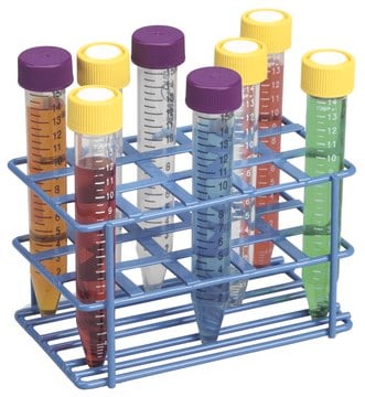 Coated Wire Tube Rack to hold, 15 x 15 mL tubes, blue