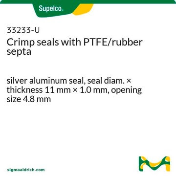 Crimp Seal with PTFE/Rubber Septum silver aluminum seal, seal diam. × thickness 11&#160;mm × 1.0&#160;mm, opening size 4.8&#160;mm