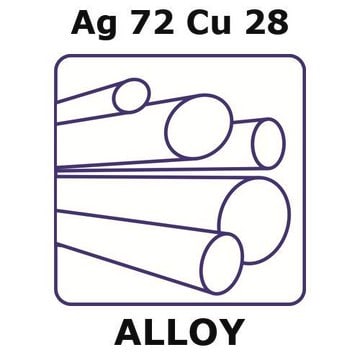 Silver-copper alloy, Ag72Cu28 100mm rod, 2.0mm diameter, as drawn