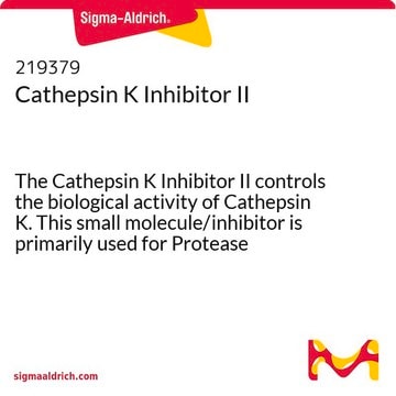 Cathepsin&nbsp;K-Inhibitor&nbsp;II The Cathepsin K Inhibitor II controls the biological activity of Cathepsin K. This small molecule/inhibitor is primarily used for Protease Inhibitors applications.