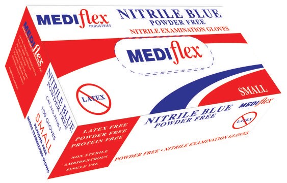 Mediflex Gloves, blue nitrile, powder free size S