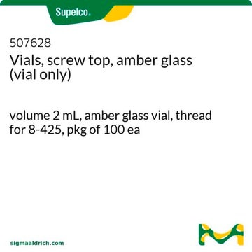 Vials, screw top, amber glass (vial only) volume 2&#160;mL, amber glass vial, thread for 8-425, pkg of 100&#160;ea