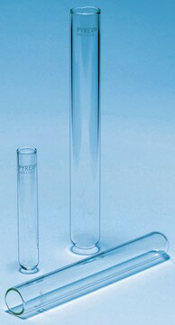 Pyrex&#174; glass test tubes without rim, medium wall O.D. × L 18&#160;mm × 150&#160;mm, wall thickness 1.2&#160;mm