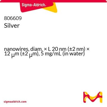 Silver nanowires, diam. × L 20&#160;nm (±2&#160;nm) × 12&#160;&#956;m (±2&#160;&#956;m), 5&#160;mg/mL (in water)