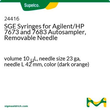 SGE Syringes for Agilent/HP 7673 and 7683 Autosampler, Removable Needle volume 10&#160;&#956;L, needle size 23 ga, needle L 42&#160;mm, color (dark orange)