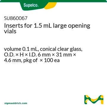 Einsätze für 1,5-ml-Fläschchen mit breiter Öffnung volume 0.1&#160;mL, conical clear glass, O.D. × H × I.D. 6&#160;mm × 31&#160;mm × 4.6&#160;mm, pkg of × 100&#160;ea