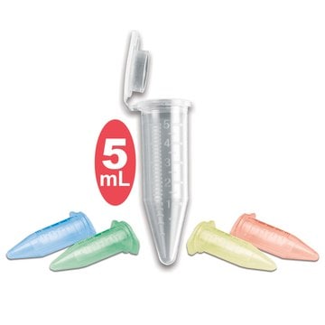 MTC&#8482; Bio Snap Cap MacroTubes&#174; capacity 5&#160;mL, assorted colors, non-sterile, pack of 200&#160;ea (4 x bags 50 ea)