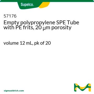 Tubo de SPE de polipropileno vacío con frita de PE, porosidad de 20 &#956;m volume 12&#160;mL, pk of 20