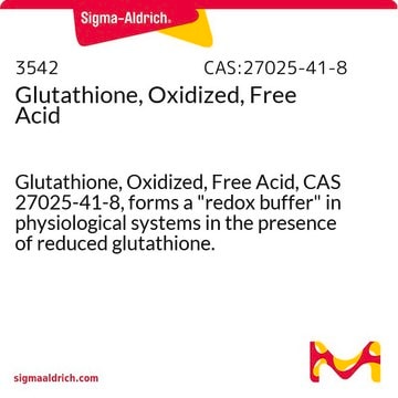 Glutathione, Oxidized, Free Acid Glutathione, Oxidized, Free Acid, CAS 27025-41-8, forms a "redox buffer" in physiological systems in the presence of reduced glutathione.