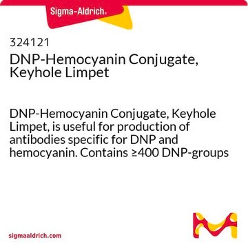 DNP-Hemocyanin Conjugate, Keyhole Limpet DNP-Hemocyanin Conjugate, Keyhole Limpet, is useful for production of antibodies specific for DNP and hemocyanin. Contains &#8805;400 DNP-groups per molecule of protein.