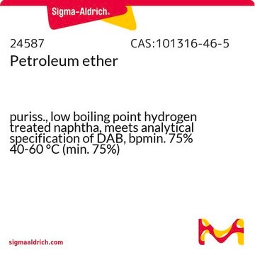 石油エーテル puriss., low boiling point hydrogen treated naphtha, meets analytical specification of DAB, bpmin. 75% 40-60&#160;°C (min. 75%)