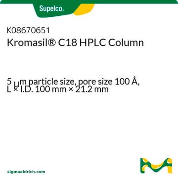 Kromasil&#174; C18 HPLC Column 5&#160;&#956;m particle size, pore size 100&#160;Å, L × I.D. 100&#160;mm × 21.2&#160;mm