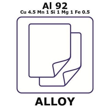 Aluminium alloy 2014 foil, Al92%/Cu 8%/Mn 1%/Si 1%/Fe 0.5%/Mg %, thickness 1.50&#160;mm, size 150 × 150&#160;mm