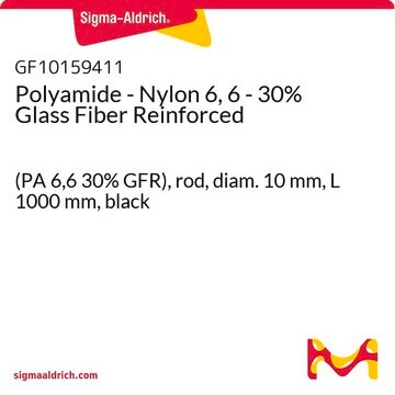 Polyamide - Nylon 6, 6 - 30% Glass Fiber Reinforced (PA 6,6 30% GFR), rod, diam. 10&#160;mm, L 1000&#160;mm, black