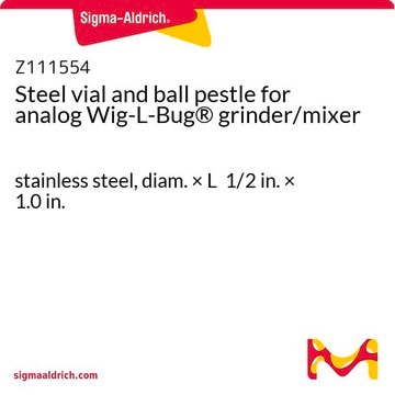 Steel vial and ball pestle for analog Wig-L-Bug&#174; grinder/mixer stainless steel, diam. × L 1/2&#160;in. × 1.0&#160;in.