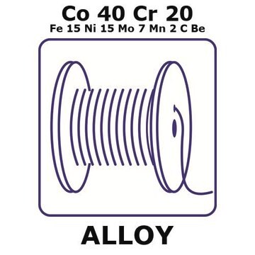 Cobalt-chromium-iron-nickel-molybdenum-manganese alloy, Co40Cr20Fe15Ni15Mo7Mn2CBe 5m wire, 1.0mm diameter, hard