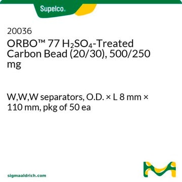 Microesferas de carbono tratadas con H2SO4&nbsp;ORBO&#8482; 77 (20/30), 500/250 mg W,W,W separators, O.D. × L 8&#160;mm × 110&#160;mm, pkg of 50&#160;ea