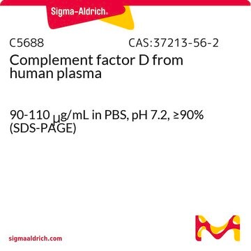 Complement factor D from human plasma 90-110&#160;&#956;g/mL in PBS, pH 7.2, &#8805;90% (SDS-PAGE)