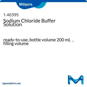 Sodium Chloride Buffer Solution bottle capacity 250&#160;mL, bottle filling volume 200&#160;mL, closure type, Blue crimp cap with septum, pack of 6&#160;bottles