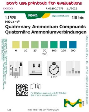 Quaternary Ammonium Compounds colorimetric, 10-500&#160;mg/L (quaternary ammonium), MQuant&#174;