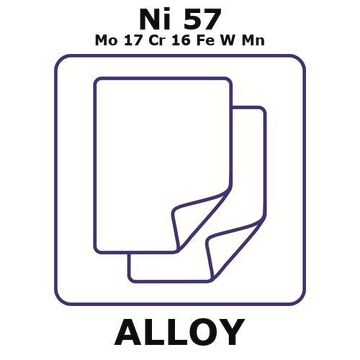 Hastelloy&#174; C276 - heat resisting alloy, Ni57Mo17Cr16FeWMn foil, 25 x 25mm, 0.025mm thickness, as rolled, light tight (lt)