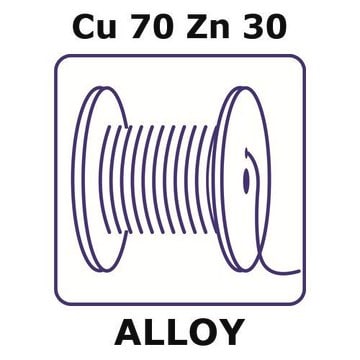 Brass alloy, Cu70Zn30 5m wire, 0.05mm diameter, as drawn