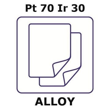 Platinum-iridium alloy, Pt70Ir30 foil, 50 x 50mm, 0.125mm thickness