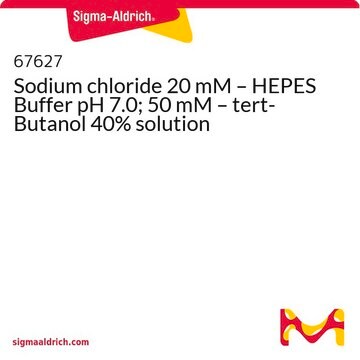 Sodium chloride 20 mM – HEPES Buffer pH 7.0; 50 mM – tert-Butanol 40% solution