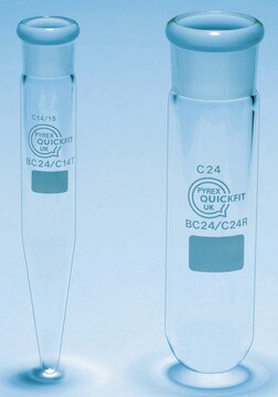 Pyrex&#174; glass centrifuge tube, ground socket joint: ST/NS 24/20, tube capacity 30&#160;mL, tube O.D. × L 28.5&#160;mm × 115&#160;mm