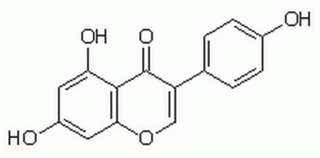 Genistein, Sojabohne A cell-permeable, reversible, substrate competitive inhibitor of protein tyrosine kinases, including autophosphorylation of epidermal growth factor receptor kinase (IC&#8325;&#8320; = 2.6 &#181;M).