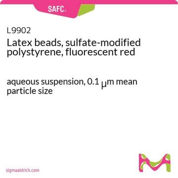 Latex beads, sulfate-modified polystyrene, fluorescent red aqueous suspension, 0.1&#160;&#956;m mean particle size