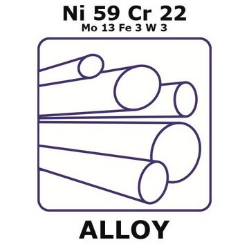 Hastealloy&#174; c-22 rod, Ni59%/Cr22%/Mo13%/Fe 3%/W 3, 6.35&#160;mm diameter, length 1000 mm, temper annealed