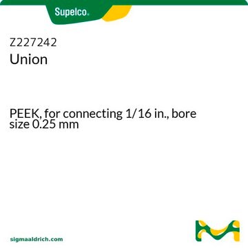 Unión PEEK, for connecting 1/16 in., bore size 0.25&#160;mm