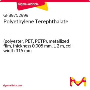 Polyethylene Terephthalate (polyester, PET, PETP), metallized film, thickness 0.005&#160;mm, L 2&#160;m, coil width 315&#160;mm