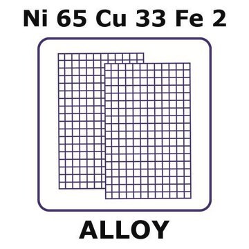 Monel&#174; alloy 400, Ni65Cu33Fe2 mesh, 300 x 300mm, 0.38mm nominal aperture, 0.25mm wire diameter, 40 x 40 wires/inch, 0.37 open area, plain weave mesh