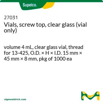 Viales, tapón de rosca, vidrio transparente (solo vial) volume 4&#160;mL, clear glass vial, thread for 13-425, O.D. × H × I.D. 15&#160;mm × 45&#160;mm × 8&#160;mm, pkg of 1000&#160;ea