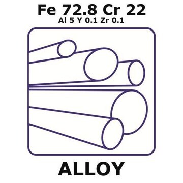 Fecralloy - Iron-Chromium, Fe72.8Cr22Al5Y0.1Zr0.1 200mm rod, 20mm diameter