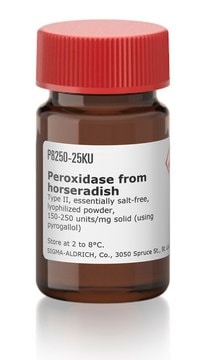 Peroxydase from horseradish Type II, essentially salt-free, lyophilized powder, 150-250&#160;units/mg solid (using pyrogallol)