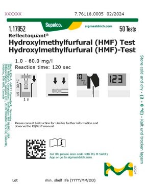 Ensayo de hidroximetilfurfural (HMF) reflectometric, 1.0-60.0&#160;mg/L (hydroxymethylfurfural (HMF)), for use with REFLECTOQUANT&#174;