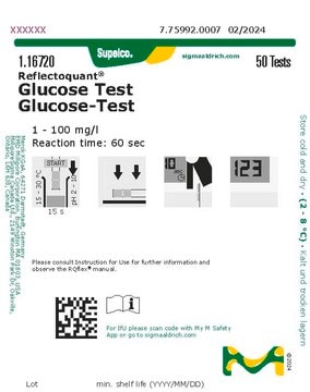 Test glukozy reflectometric, 1-100&#160;mg/L (glucose), for use with REFLECTOQUANT&#174;