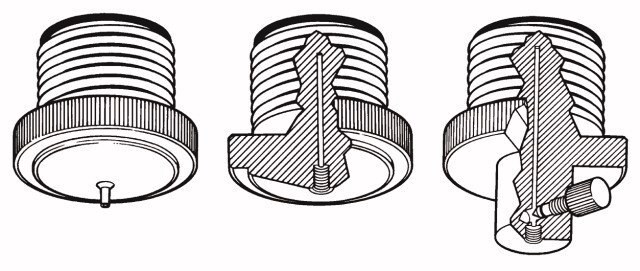 Bottom-drip adapter for large columns Luer tip, 1 mm bore, PTFE